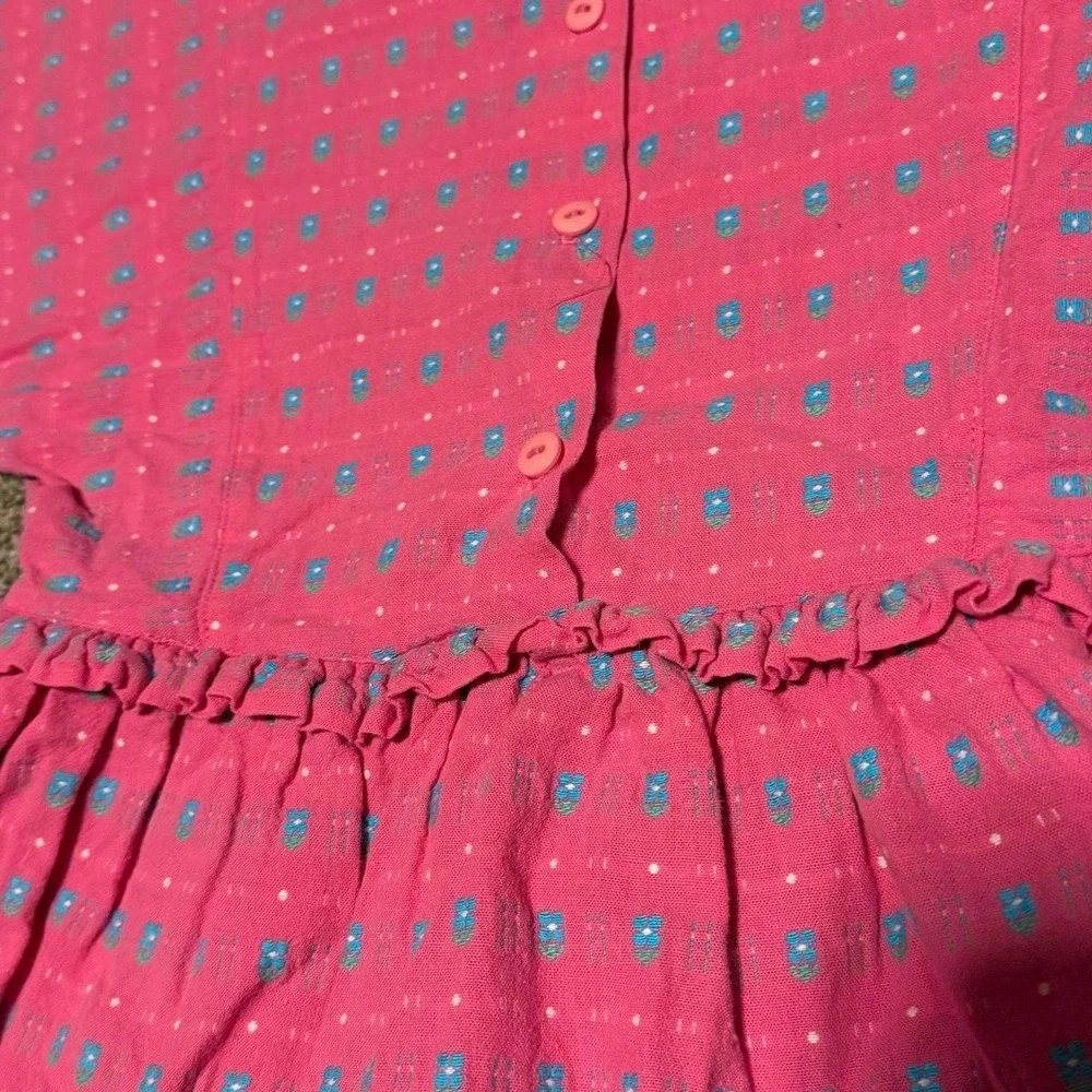Vintage OshKosh B'Gosh Girls Size 6 Pink Floral Dress Peter Pan Collar USA